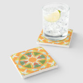 Helder Sinaasappel Levendige Groene Ster Kitsch Ec Stenen Onderzetter (Zijkant)