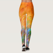 Helder Sinaasappel met groen, blauw en Paars gekle Leggings (Achterkant)