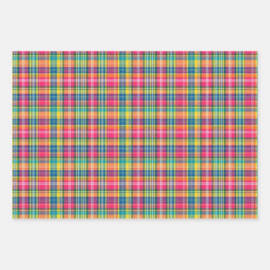 Helder Sinaasappel, Roze, Blauw, Geel & Groen Plai Inpakpapier Vel (Voorkant 3)