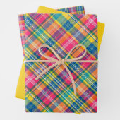 Helder Sinaasappel, Roze, Blauw, Geel & Groen Plai Inpakpapier Vel (In situ)