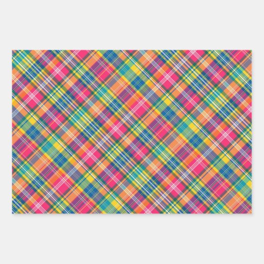 Helder Sinaasappel, Roze, Blauw, Geel & Groen Plai Inpakpapier Vel (Voorkant)