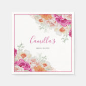 Helder Sinaasappel & Roze Waterverf Bloempapier Servet (Voorkant)