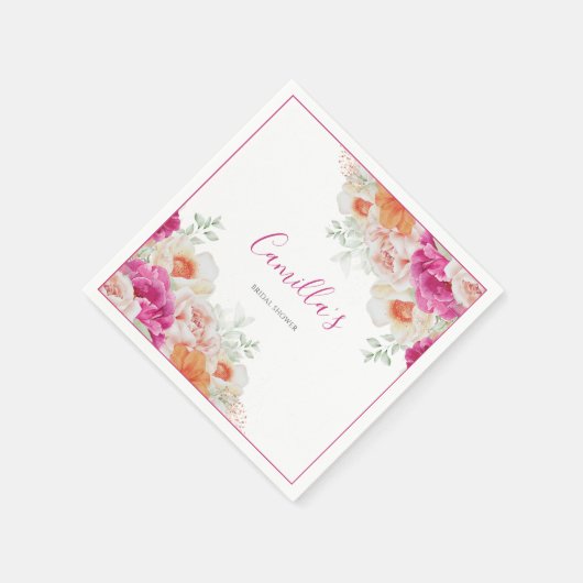 Helder Sinaasappel & Roze Waterverf Bloempapier Servet (Hoek)