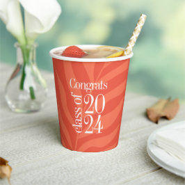 Helder Sinaasappel Tropische Klasse van 2024 Afstu Papieren Bekers