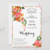 Helder Sinaasappel  Waterverf Bloemenuitnodiging Kaart (Voorkant)