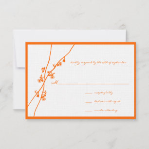 Helder Sinaasappel Wild Flower Branch Bruiloft RSV RSVP Kaartje