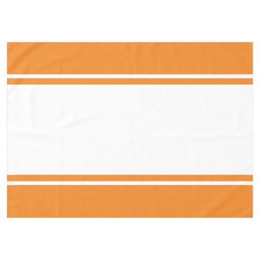 Helder Sinaasappel Wit Brede Zomer Racing Stripes Tafelkleed (Voorkant (Horizontaal))