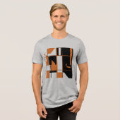 Helder Sinaasappel Zwart Abstract Art Gameboard De Tri-Blend Shirt (Voorkant volledig)