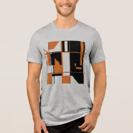 Helder Sinaasappel Zwart Abstract Art Gameboard De Tri-Blend Shirt