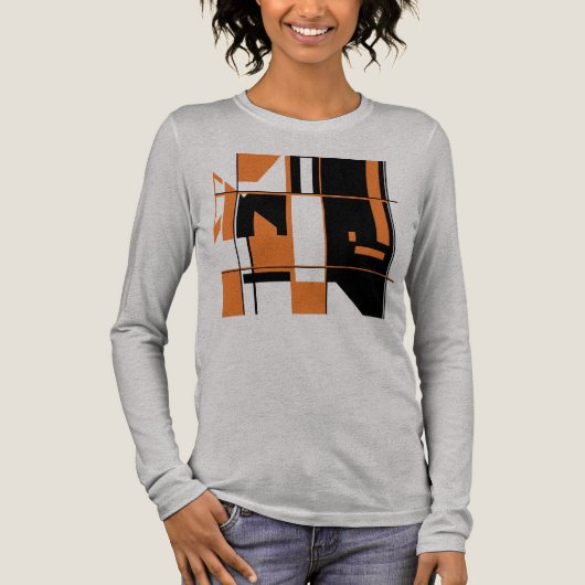 Helder Sinaasappel Zwart Abstract Art Gameboard De Tri-Blend Shirt (Voorkant)