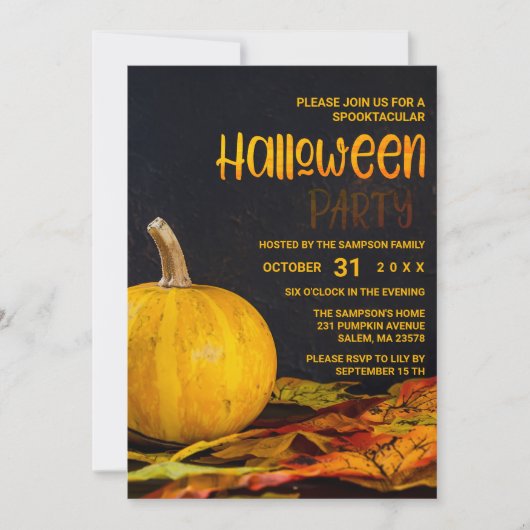 Helder sinaasappel zwart Geel pompoen Halloween Pa Kaart (Voorkant)