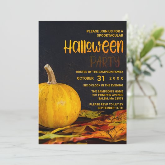 Helder sinaasappel zwart Geel pompoen Halloween Pa Kaart (Staand voorkant)