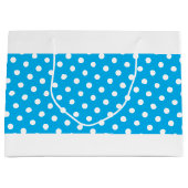 Helder  Sky Blue Wit gestippeld kleurenblok Groot Cadeauzakje (Voorkant)