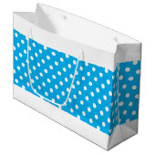 Helder  Sky Blue Wit gestippeld kleurenblok Groot Cadeauzakje (Voorkant Gekanteld)