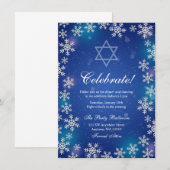 Helder Sneeuwvlok Blauw Winter Bat Mitzvah Ontvang Kaart (Voorkant / Achterkant)