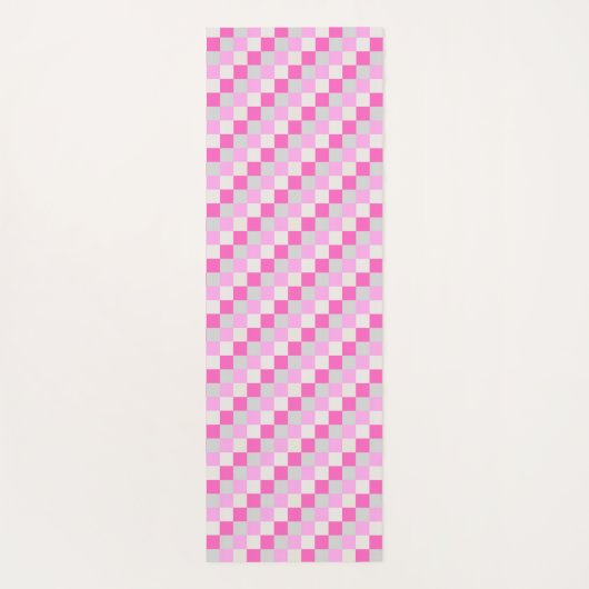 Helder Snoep roze en wit Check Patroon Yogamat (Achterkant)