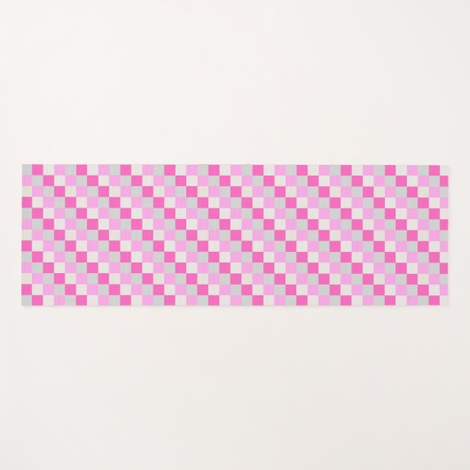 Helder Snoep roze en wit Check Patroon Yogamat (Voorkant (horizontaal))