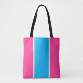 Helder Snoep Roze Hemelsblauw Wit Verticale Strepe Tote Bag