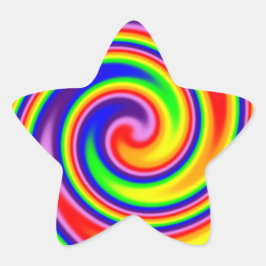 Helder spiraalvormig kleurenmengsel van de regenbo ster sticker