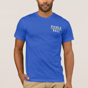 Helder Sportief Blauw PICKLEBALL Tekst Gele Streep T-shirt