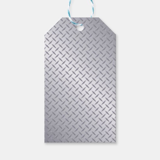 Helder stalen diamantplaat-look cadeaulabel (Voorkant)