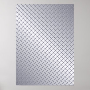 Helder Stalen Diamantplaat Patroon Poster