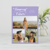Helder Sterren Multi Foto Paarse Grad Aankondiging (Staand voorkant)