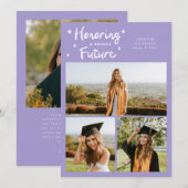 Helder Sterren Multi Foto Paarse Grad Aankondiging (Voorkant / Achterkant)