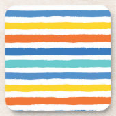 Helder strandachtig gestreept patroon bier onderzetter (Voorkant)