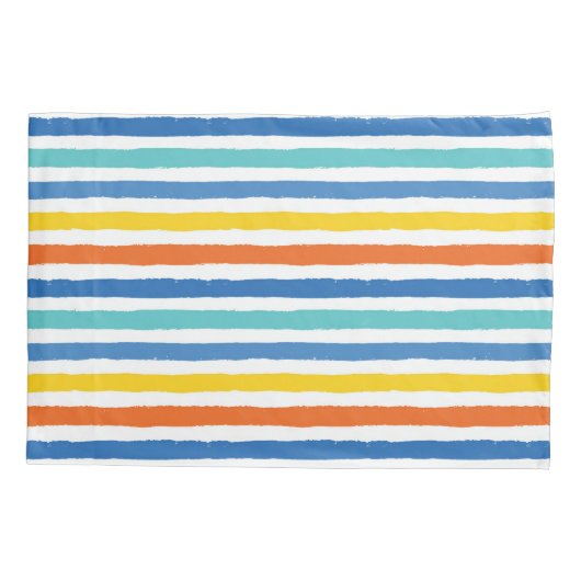 Helder strandachtig gestreept patroon kussensloop (Achterkant-Links)