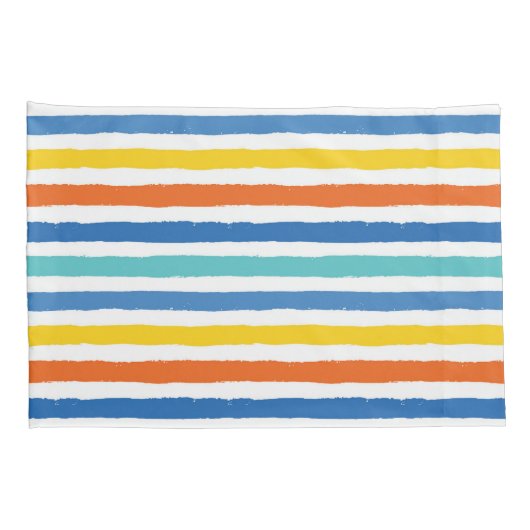 Helder strandachtig gestreept patroon kussensloop (Achterkant-Rechts)