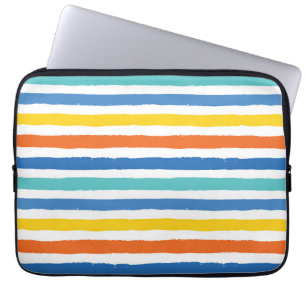 Helder strandachtig gestreept patroon laptop sleeve