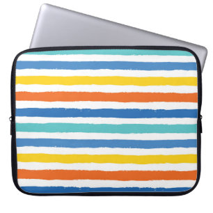 Helder strandachtig gestreept patroon laptop sleeve