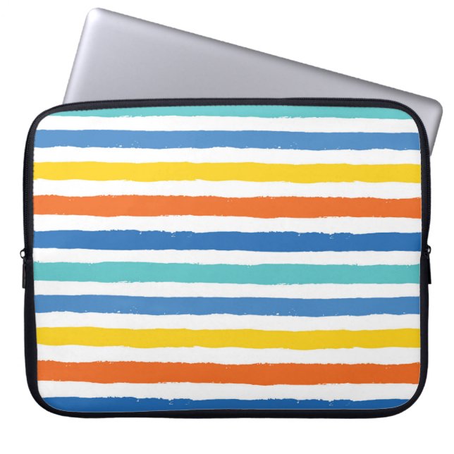 Helder strandachtig gestreept patroon laptop sleeve (Voorkant)