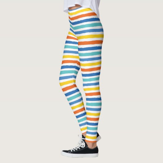 Helder strandachtig gestreept patroon leggings (Links)