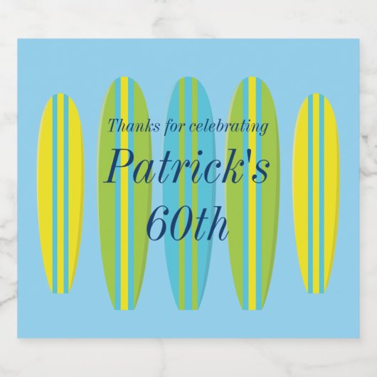 Helder surfplanken op zaterdag bier etiket (Enkel label)