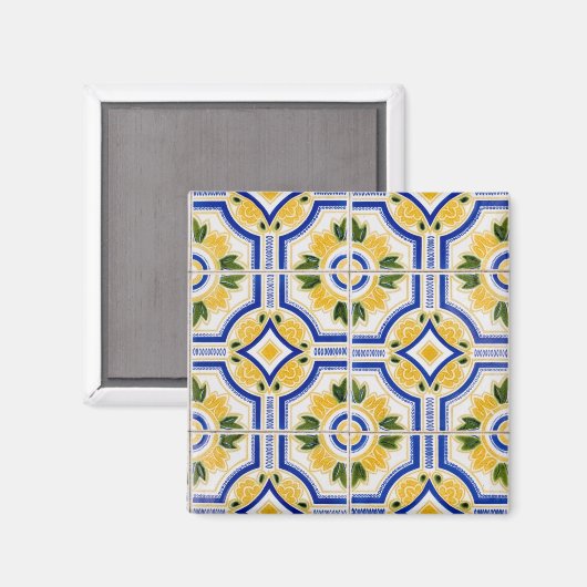 Helder tegelpatroon, Portugal Magneet (Voorkant / Achterkant)