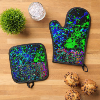 Helder textuur pannenlap en ovenwant, Iridiserend Ovenwant & Pannenlap Set