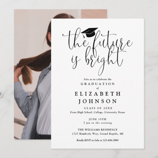 Helder Toekomst Script Foto Afsluitingsfeest Kaart (Voorkant / Achterkant)