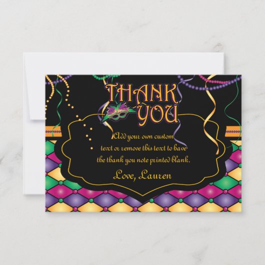Helder traditionele Mardi Gras Bedankt kaarten (Voorkant)