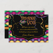 Helder traditionele Mardi Gras Bedankt kaarten (Voorkant / Achterkant)