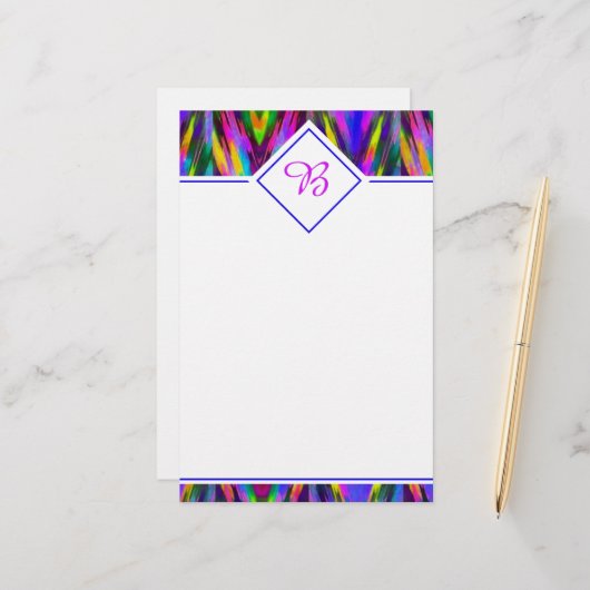 Helder tribaal chevron briefpapier (Voorkant / Achterkant in situ)