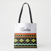 Helder tribal design gepersonaliseerd tote bag (Voorkant)