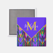 Helder tribale chevron gepersonaliseerd magneet (Voorkant / Achterkant)
