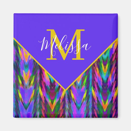 Helder tribale chevron gepersonaliseerd magneet (Voorkant)