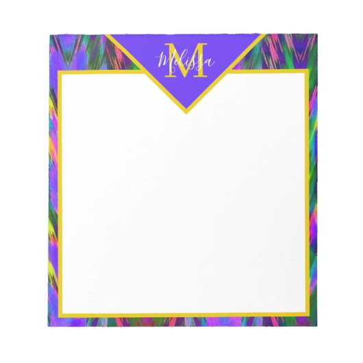 Helder tribale chevron gepersonaliseerd notitieblok (Voorkant)