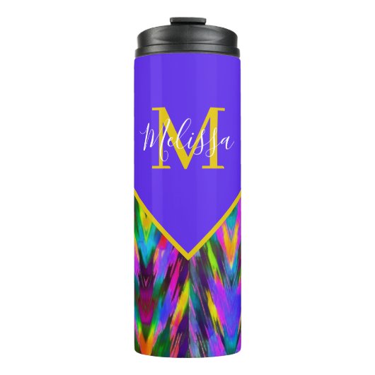 Helder tribale chevron gepersonaliseerd thermosbeker (Voorkant)