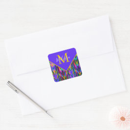 Helder tribale chevron gepersonaliseerd   vierkante sticker