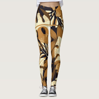 Helder tropisch blad donker patroon leggings