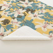 Helder tropisch blad Lily patroon Sherpa Deken (3/4)